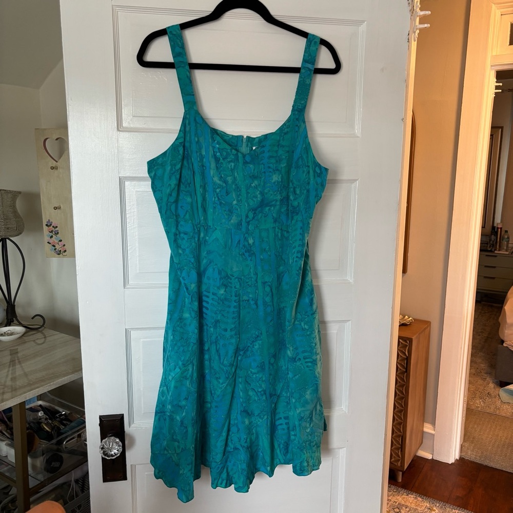 NWT Teal Watercolored Fish Print Sundress